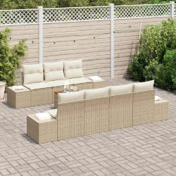 vidaXL Ensemble de Canapés de Jardin 8 pcs Beige, blanc