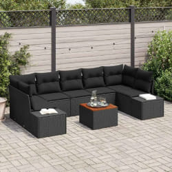 vidaXL Set de Canapé de Jardin 8 pcs Noir 55 x 55 x 37 cm