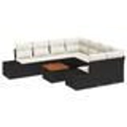 vidaXL Ensemble de canapé de jardin 9 pcs Noir, blanc 55 x 55 x 37 cm