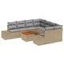 vidaXL Ensemble de canapé de jardin 9 pcs Beige, gris clair