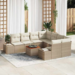 vidaXL Ensemble de salon de jardin 9 pcs Beige, blanc 55 x 55 x 37 cm