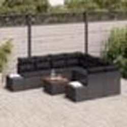 vidaXL Ensemble de Canapés de Jardin 9 pcs Noir 55 x 55 x 37 cm