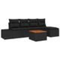 vidaXL Ensemble de Canapé de Jardin 6 pcs Noir Osier, Bois