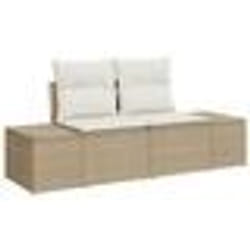 vidaXL Set de Canapé de Jardin 6 pcs Beige et blanc Osier, Tissu