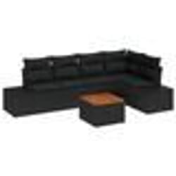 vidaXL Ensemble de canapé de jardin 6 pcs Noir Poly rotin