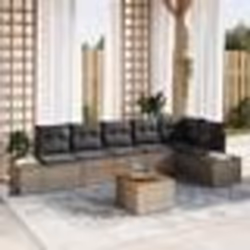 vidaXL Ensemble de canapé de jardin 7 pcs Gris Rattan, Polyester