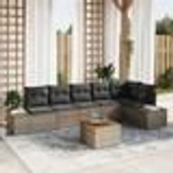 vidaXL Ensemble de canapé de jardin 7 pcs Gris Rattan, Polyester