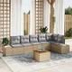 vidaXL Ensemble de canapé de jardin 7 pcs Beige et gris clair