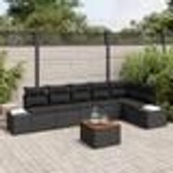 vidaXL Ensemble de canapés de jardin 7 pcs Noir