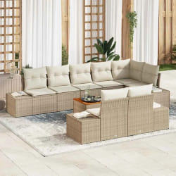 vidaXL Ensemble de canapés de jardin 9 pcs Beige, blanc