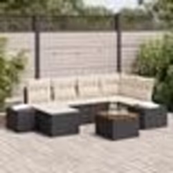 vidaXL Ensemble de Canapés de Jardin 7 pcs Noir, blanc