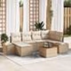 vidaXL Ensemble de Canapés de Jardin 7 pcs Beige et blanc