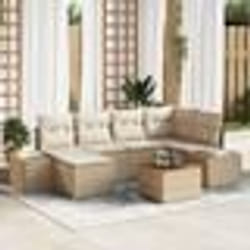 vidaXL Ensemble de Canapés de Jardin 7 pcs Beige et blanc