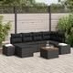 vidaXL Ensemble de Canapé de Jardin 7 pcs Noir Rotin synthétique