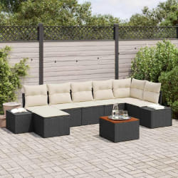 vidaXL Ensemble de Canapé de Jardin 8 pcs Noir, blanc Rotin, Polyester