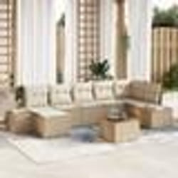 vidaXL Ensemble canapé jardin 8 pcs Beige et blanc