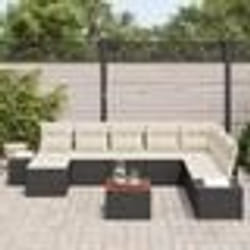 vidaXL Ensemble de Canapés de Jardin 9 pcs Noir, blanc