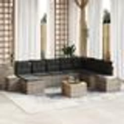 vidaXL Ensemble de Canapés de Jardin 9 pcs Gris Rotin, Tissu polyester