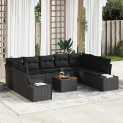 vidaXL Ensemble de canapés de jardin. 10 pcs Noir