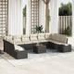 vidaXL Canapé de jardin 11 pcs Noir, blanc