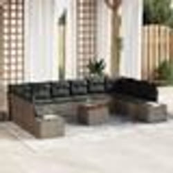 vidaXL Canapé de jardin 11 pcs Gris Rotin & Polyester