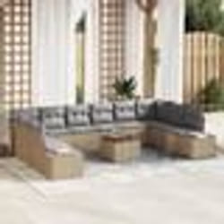 vidaXL Ensemble de Canapé de Jardin 11 pcs Beige et gris clair