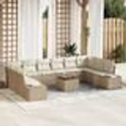 vidaXL Ensemble de canapé de jardin 11 pcs Beige et blanc
