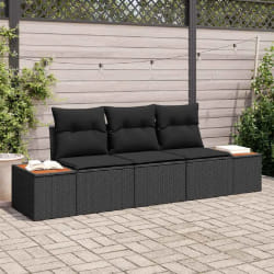 vidaXL Ensemble de canapé de jardin 3 pcs Noir 239 x 62 x 85 cm