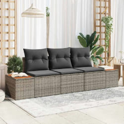 vidaXL Ensemble de canapé de jardin 3 pcs Gris 239 x 62 x 85 cm
