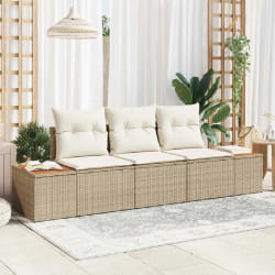 vidaXL Ensemble de canapé de jardin avec coussin 3 pcs beige et crème