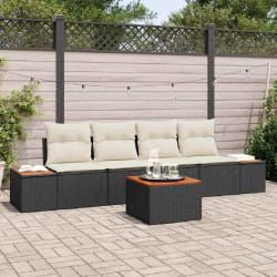 vidaXL Ensemble de canapé de jardin avec coussin 5 pcs Noir Poly rotin