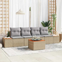 vidaXL Ensemble de canapé de jardin 5 pcs Beige Poly rotin