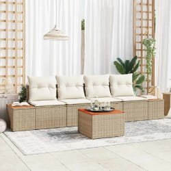 vidaXL Ensemble de canapé de jardin 5 pcs Beige Poly rotin