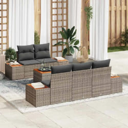vidaXL Ensemble de canapé de jardin avec coussin 6 pcs Gris Poly rotin