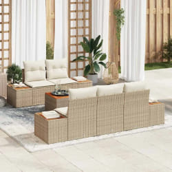 vidaXL Ensemble de canapé de jardin 6 pcs Beige Poly rotin