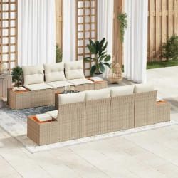 vidaXL Ensemble de canapé de jardin 8 pcs Beige Poly rotin