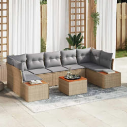 vidaXL Ensemble de canapé de jardin 8 pcs Beige Poly rotin