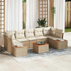 vidaXL Ensemble de canapé de jardin 8 pcs Beige Poly rotin