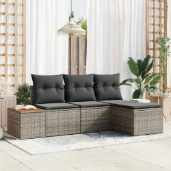 vidaXL Ensemble de canapé de jardin 4 pcs Gris 184 x 62 x 85 cm