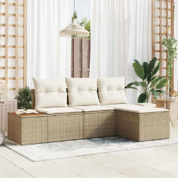 vidaXL Ensemble de canapé de jardin avec coussin 4 pcs beige et crème