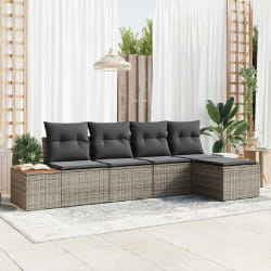 vidaXL Ensemble de canapé de jardin 5 pcs Gris 184 x 62 x 85 cm