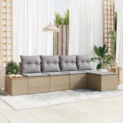 vidaXL Ensemble de canapé de jardin 5 pcs beige et gris clair