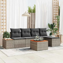vidaXL Ensemble de canapé de jardin 6 pcs Gris 184 x 62 x 85 cm