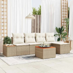 vidaXL Ensemble de canapé de jardin avec coussin 6 pcs beige et crème
