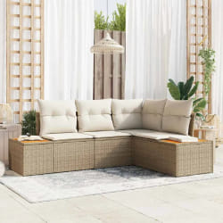 vidaXL Ensemble de canapé de jardin avec coussin 4 pcs beige et crème