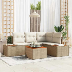 vidaXL Ensemble de canapé de jardin avec coussin 5 pcs beige et crème