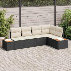 vidaXL Ensemble de canapé de jardin avec coussin 5 pcs Noir et crème