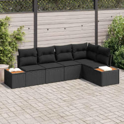 vidaXL Ensemble de canapé de jardin 5 pcs Noir 264 x 154 x 85 cm