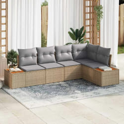 vidaXL Ensemble de canapé de jardin 5 pcs beige et gris clair