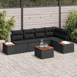 vidaXL Ensemble de canapé de jardin 6 pcs Noir 264 x 154 x 85 cm